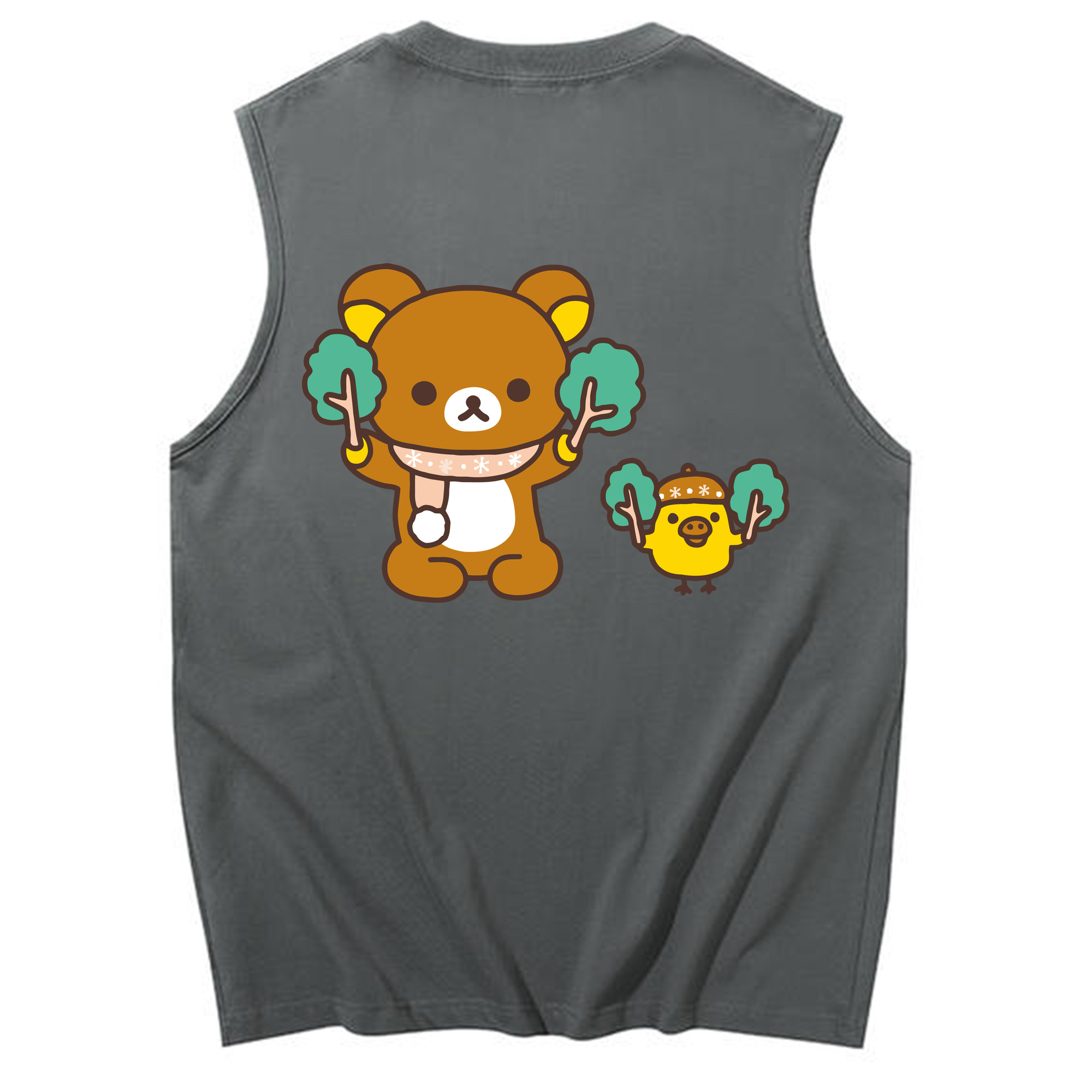 （画像用） リラックマ リラックマ キイロイトリ Rilakkuma Korilakkuma Kiiroitori コットン100％タンクトップ（背面プリント）